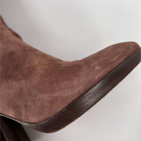 LORO PIANA Suede Knee High Boots Womens 39 Light Brown Sharmaine Cashmere Lined - Picture 10 of 16
